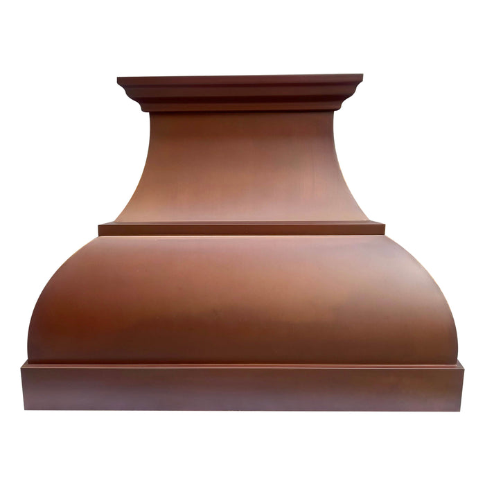 Fired Patina Copper Island Mount Kitchen Range Hood 36" W x 27" H VH01  (in-stock)