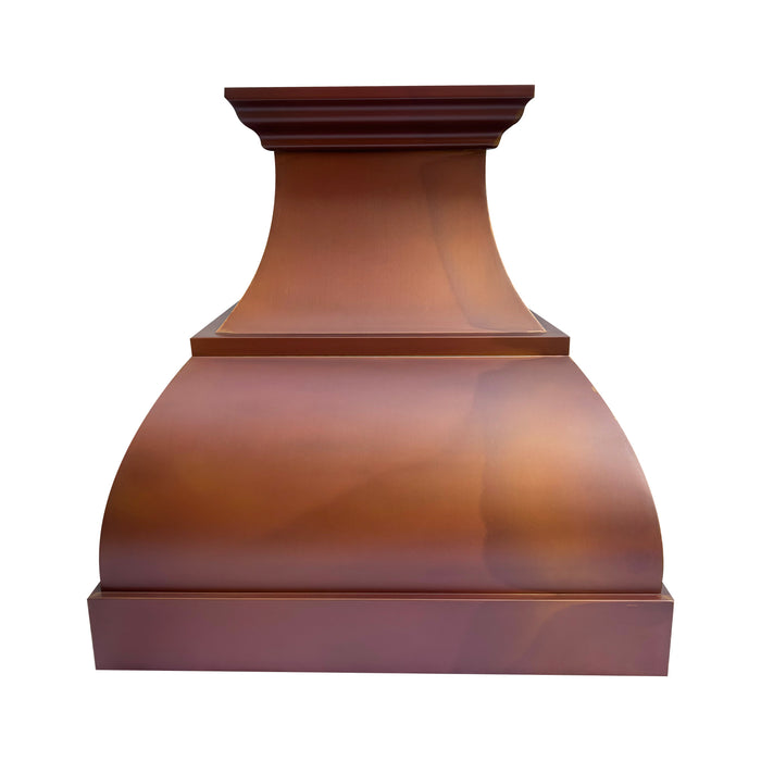 Fired Patina Copper Island Mount Kitchen Range Hood 36" W x 27" H VH01  (in-stock)