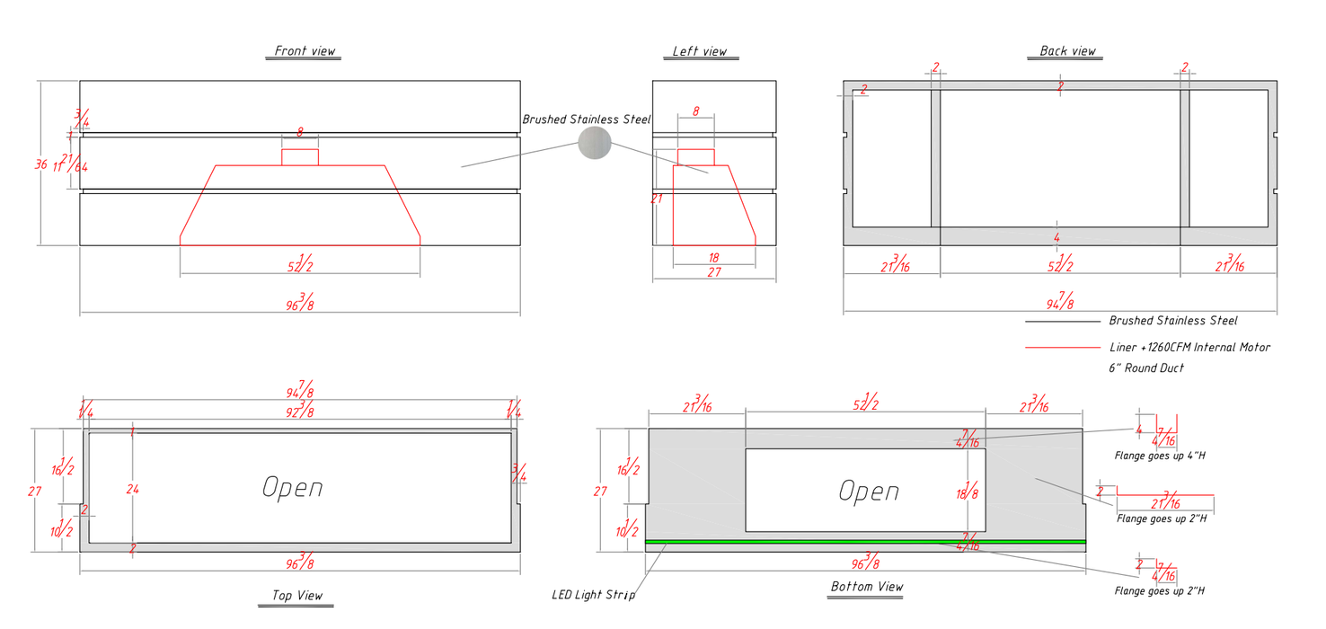 RHM Modern Box Customized Stainless Steel Kitchen Hood for Tim's Project