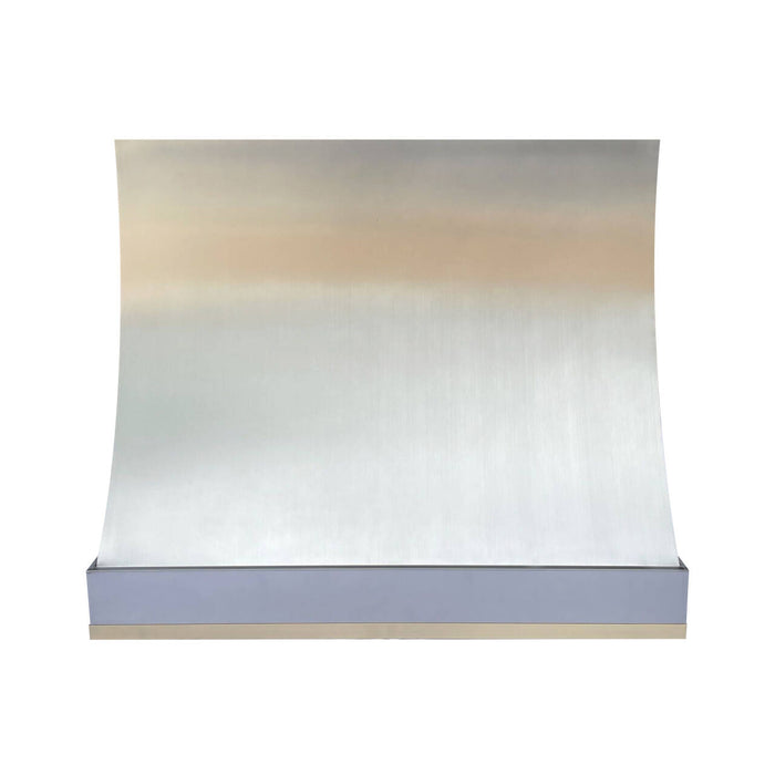 RHM Sloped Stainless Steel Custom Range Hood with Brass Accents H8-11 for Liz