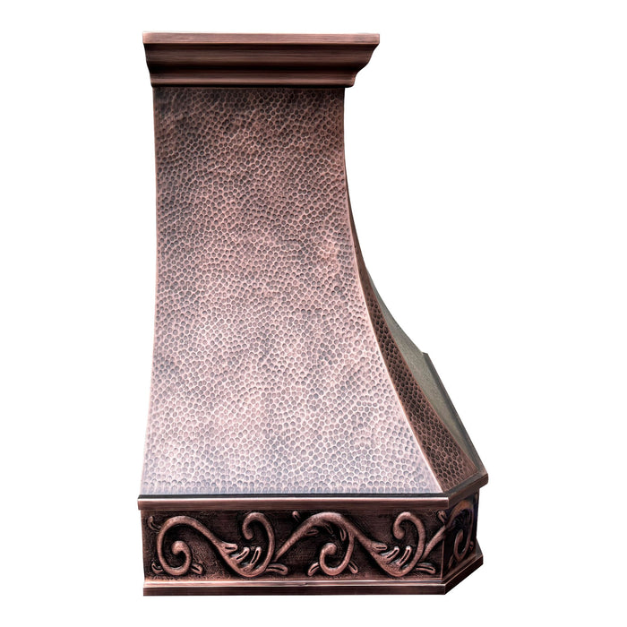 Hammered Copper Wall Mount Stove Hood 30" W x 33" H VH03  (in-stock)