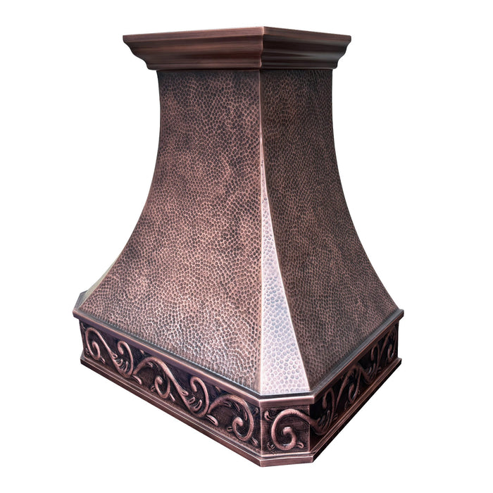 Hammered Copper Wall Mount Stove Hood 30" W x 33" H VH03  (in-stock)