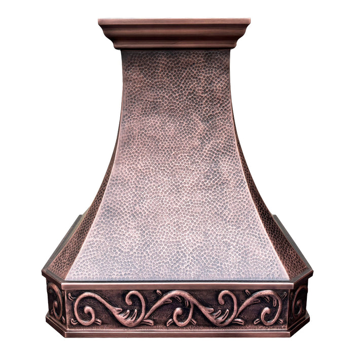 Hammered Copper Wall Mount Stove Hood 30" W x 33" H VH03  (in-stock)