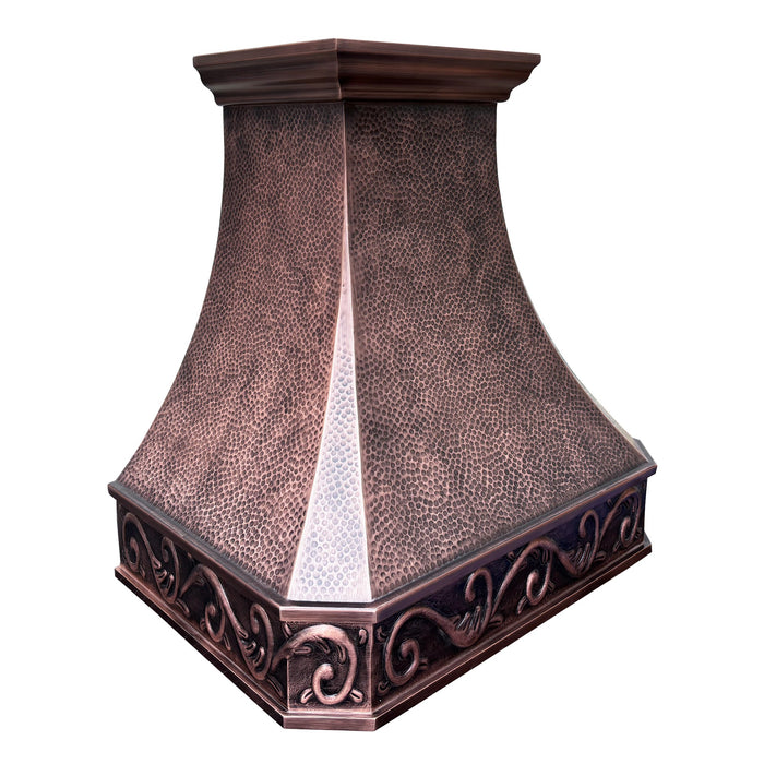 Hammered Copper Wall Mount Stove Hood 30" W x 33" H VH03  (in-stock)