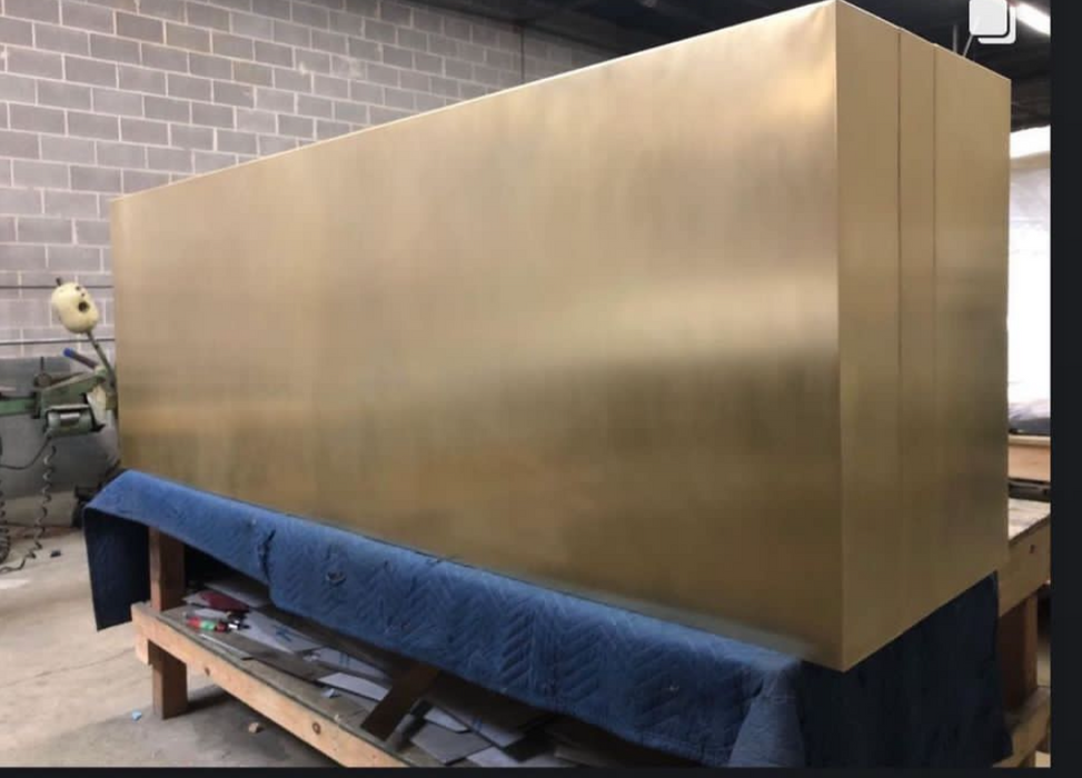 Box Customized Brass Range Hood with Custom Straps for Lizeth