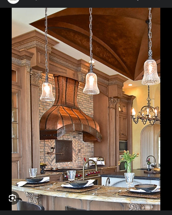Hammered Copper Kitchen Hood with Arch VH13TR for Jaime