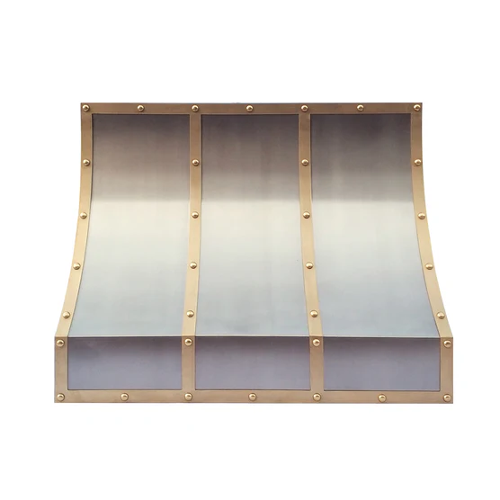 Custom Stainless Steel Slope Vent Hoods with Brass Straps H8-4TR-B for Lydia