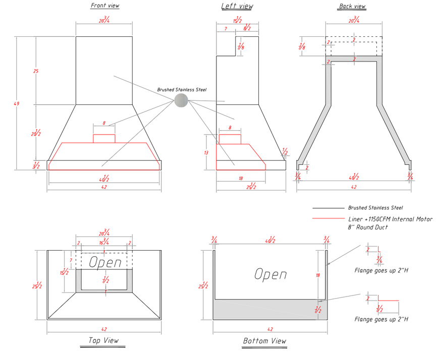 RHM Modern Customized Stainless Steel Kitchen Hood for Aixa