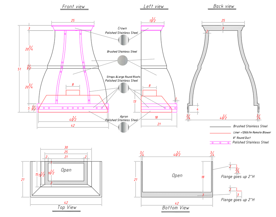 RHM Curved Stainless Steel Custom Range Hoods H1-2TRM for Janet_Balance