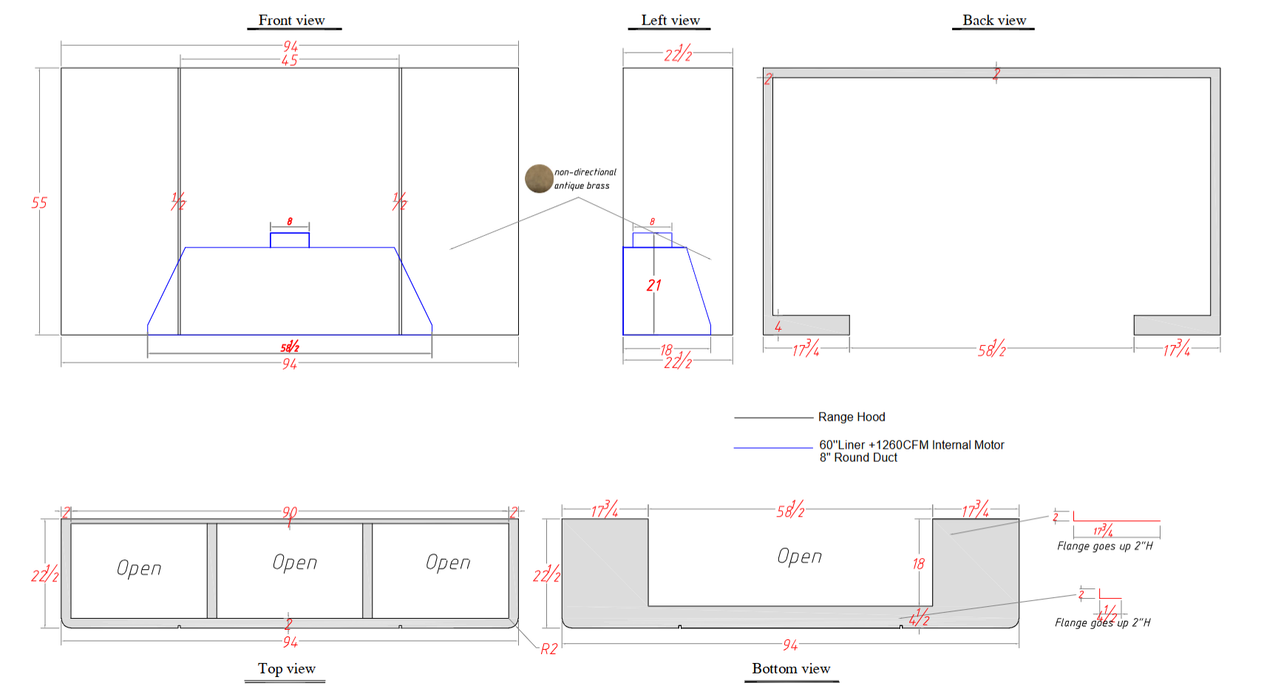 RHM Stove Hood Custom Round Corner Design H5 for Blakie