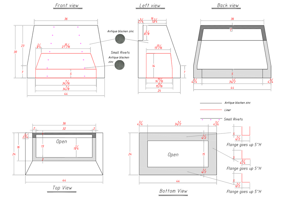 RHM Zinc Range Hood Custom for Laura's Project