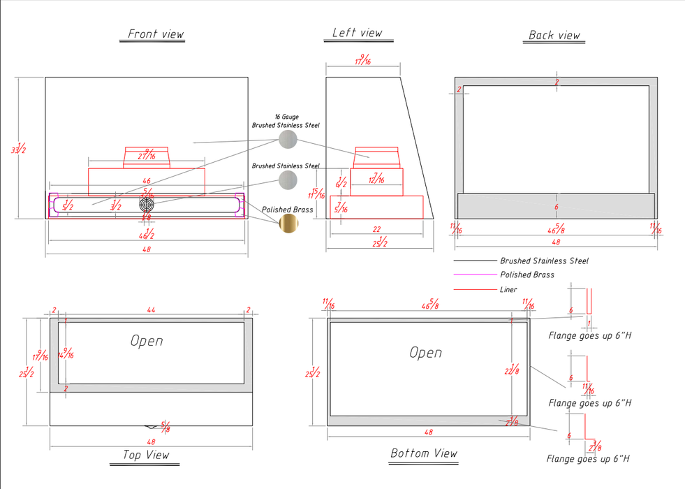 RHM Sloped Stainless Steel Custom Vent Hood H11 for Mara's Project