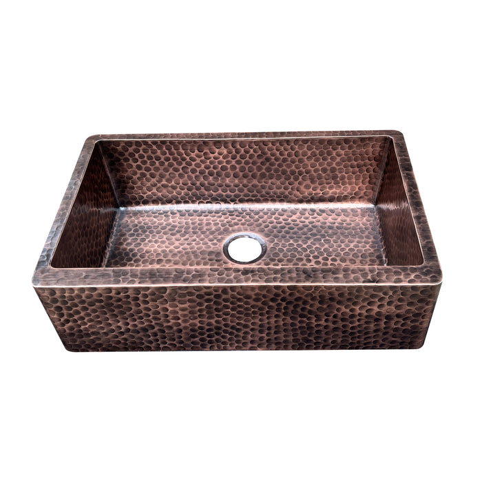 Medium Patina Copper Farmhouse Sink Single Bowl (In-Stock)