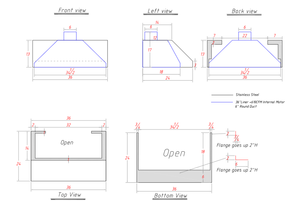 RHM Custom Metal Range Hood Angled Design H11 for Caroline