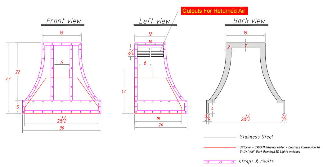 RHM Custom Stainless Steel Kitchen Hoods H7 for Natalie