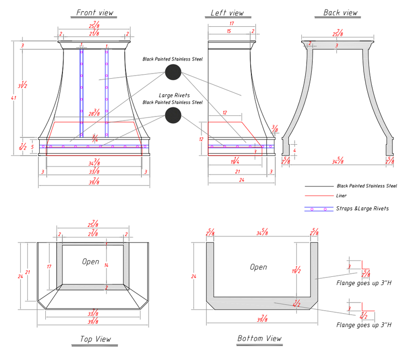 RHM Custom Stainless Steel Range Hood for Beth