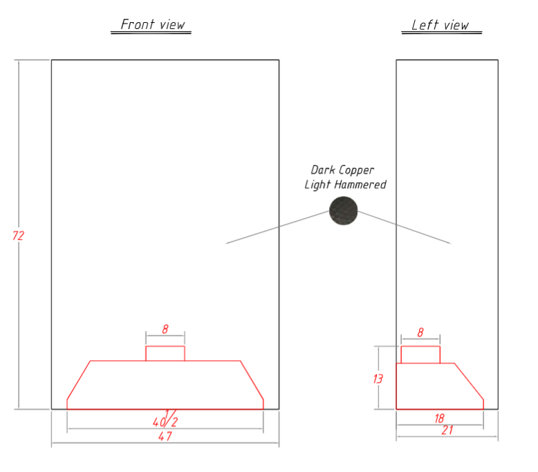 RHM Box Shaped Custom Copper Kitchen Hood for Rachel's Project