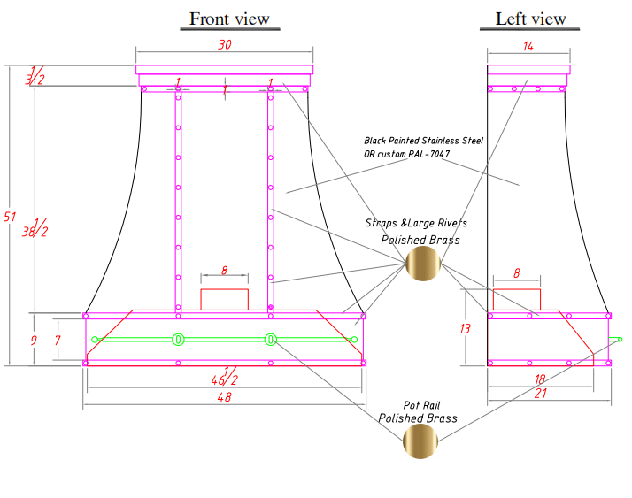 RHM Sweep Custom Stainless Steel Kitchen Hoods H7-STR for Alpa_1/4-Balance Payment