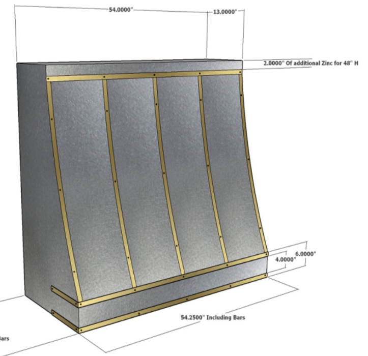 RHM Custom Zinc Range Hood for Ted H8