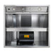 Interior view of BH01 36" outdoor range hood insert, integrated weatherproof 1050 CFM internal motor, LED lights and control knobs for outdoor BBQ custom metal vent hood"