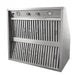 Angled front shot BH01 36-inch outdoor range hood insert, full stainless steel baffle filters, built-in 1050CFM weatherproof internal motor for backyard BBQ custom metal hood