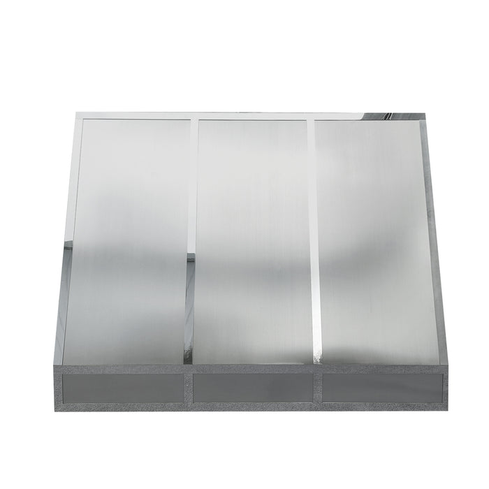 RHM Angled Stainless Steel Metal Range Hoods with Bands 66W x 26D x 52H SH11-4TRL (In Stock)