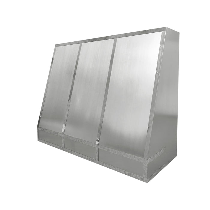 RHM Angled Stainless Steel Metal Range Hoods with Bands 66W x 26D x 52H SH11-4TRL (In Stock)