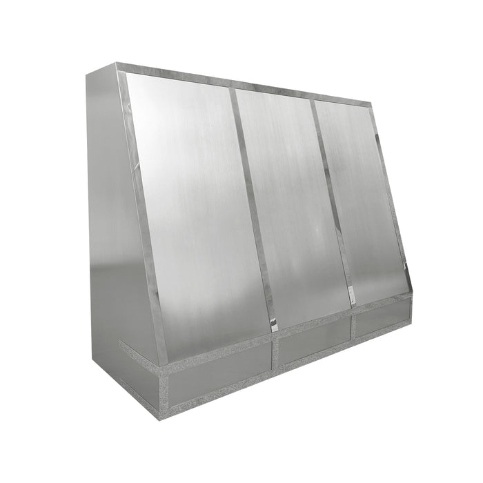 RHM Angled Stainless Steel Metal Range Hoods with Bands 66W x 26D x 52H SH11-4TRL (In Stock)