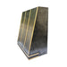 rangehoodmaster antique black zinc custom range hood angled shape with golden brass straps