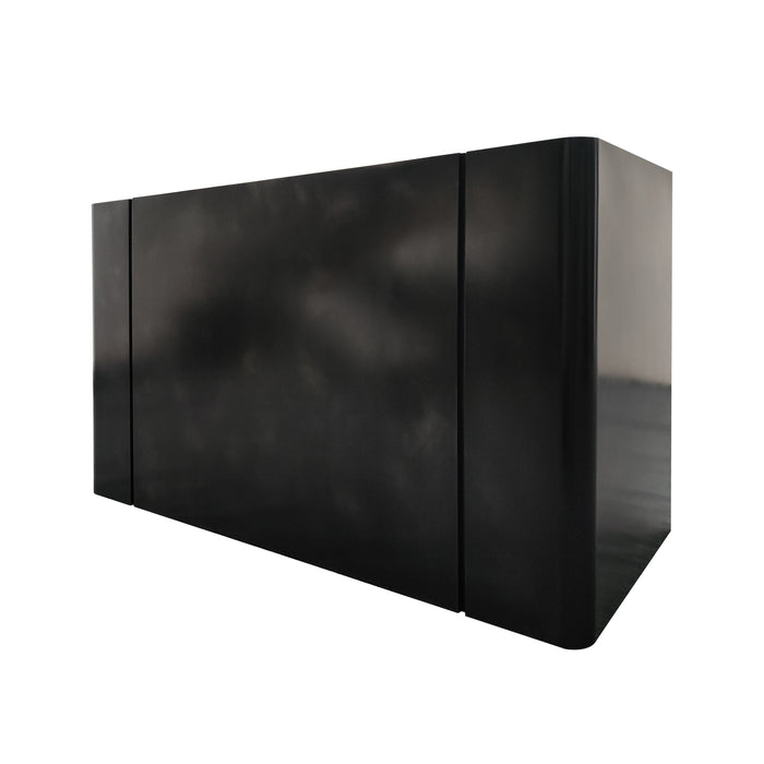 Custom zinc range hood box shape with recessed groove design antique blacken zinc from RangeHoodMaster