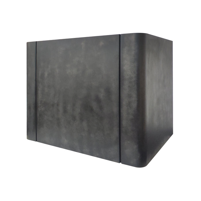 Custom antique blackened stainless steel range hood with concave lines handmade at rangehoodmaster