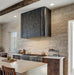 Custom antique blackened stainless steel range hood with concave lines handmade at rangehoodmaster