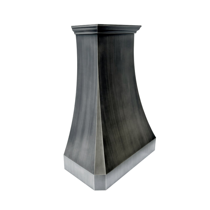 antique brushed gray stainless steel range hood sleek simple design with crown molding from RangeHoodMaster