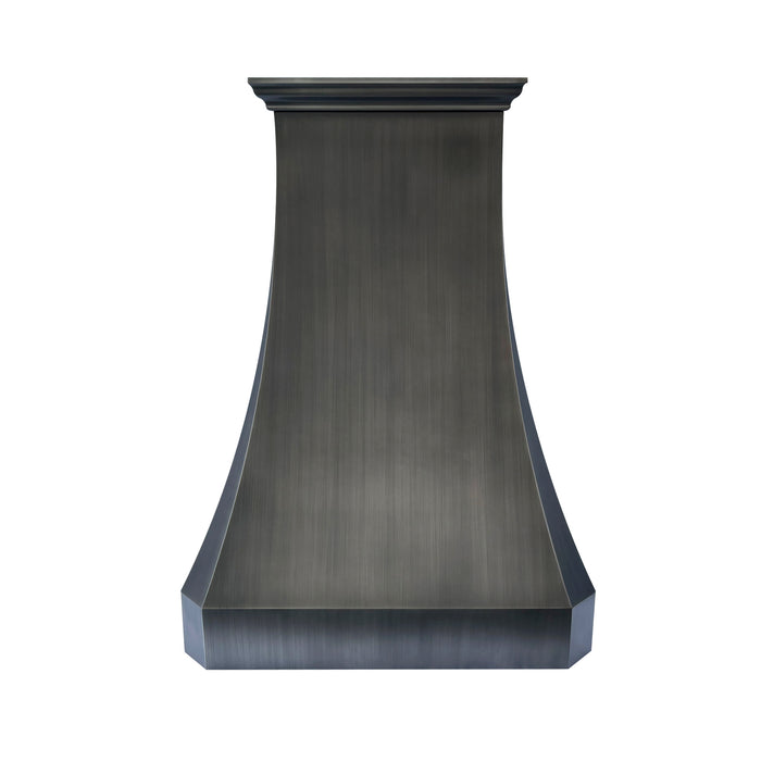 antique brushed gray stainless steel range hood sleek simple design with crown molding from RangeHoodMaster