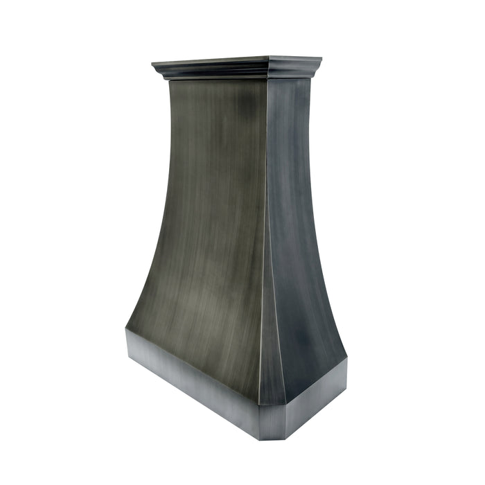 antique brushed gray stainless steel range hood sleek simple design with crown molding from RangeHoodMaster