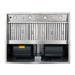 BH02 42 inch weatherproof outdoor range hood insert interior full view with dual built-in 1150 CFM sealed internal motors, SUS304 stainless steel baffle filters, multi-speed push controls and LED lights for large custom metal BBQ vent hood