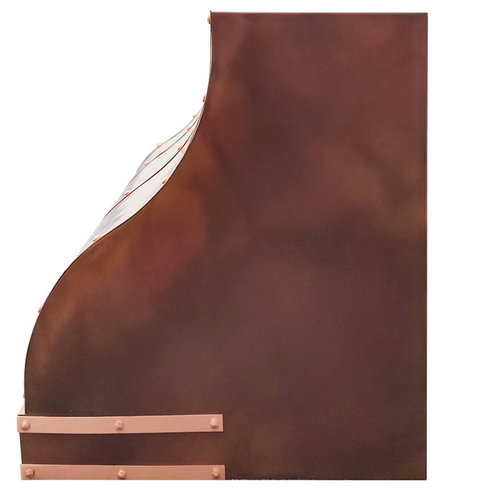 RHM Ogee Design Custom Copper Range Hood Fired Patina with Straps CT-VH09-P06