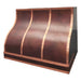Fired copper range hood ogee shape with nature copper straps and rivets from RangeHoodMaster