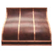 Fired copper range hood ogee shape with nature copper straps and rivets from RangeHoodMaster
