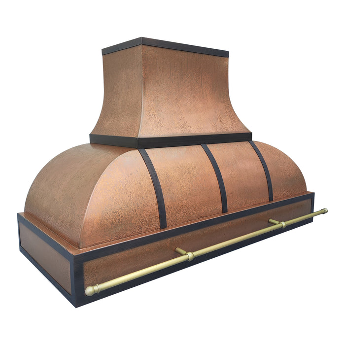 RHM Bell Curve Vintage Copper Custom Range Hood with Elegant Accents CT-VH01TR10