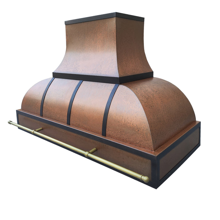 RHM Bell Curve Vintage Copper Custom Range Hood with Elegant Accents CT-VH01TR10