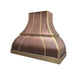 custom copper range hood bell shape with brass accents at RangeHoodMaster