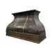 bell shape zinc range hood with antique brass apron at RangeHoodMaster
