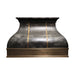 bell shape zinc range hood with antique brass apron at RangeHoodMaster