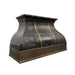 bell shape zinc range hood with antique brass apron at RangeHoodMaster