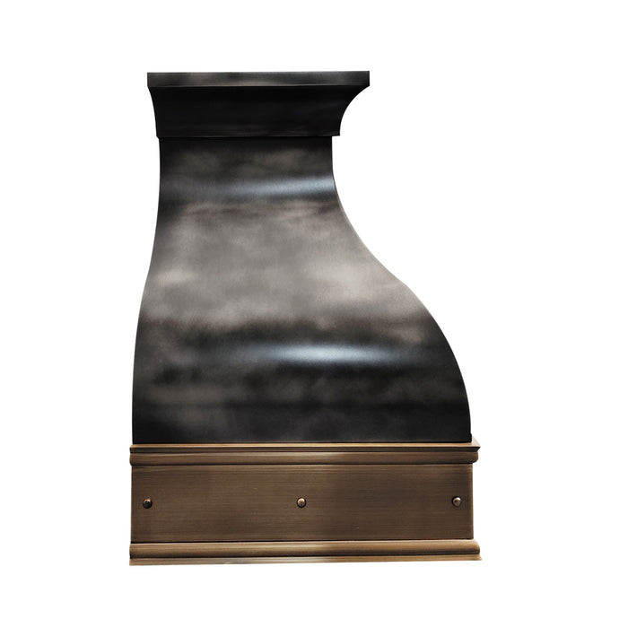 RHM Bell Zinc Kitchen Hood with Antique Brass Apron ZH1-3S6A