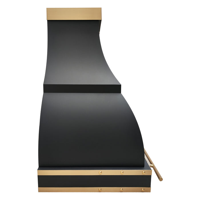 RHM Black Stainless Steel Range Hood with Golden Decoration SH1-MB6G
