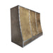 Handcrafted antique brass farmhouse range hood with stainless steel accents in a luxury kitchen