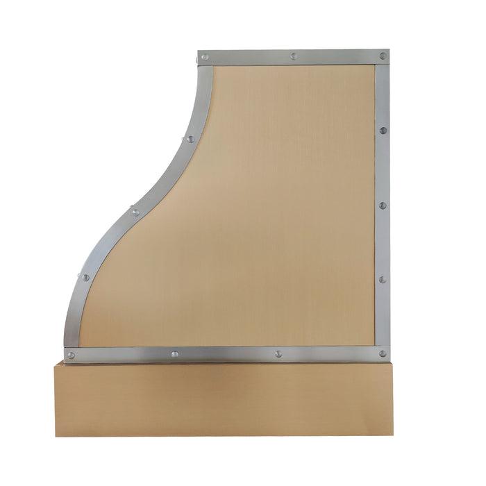 RHM Brass Stove Hood Ogee Shape with Stainless Details SH-5-SS2R