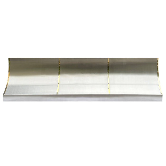 RHM Brushed Stainless Steel Kitchen Hood with Brass Bands 109"W x 30"H x 24"D With 60” Internal Motor (in-stock)